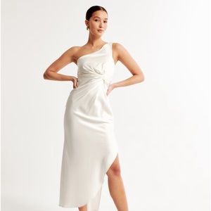 New Abercrombie & Fitch One-Shoulder Satin Knotted Midi Dress sold out